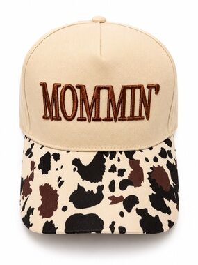 MOMMIN’ Cow Print Baseball Cap Western Country Mama Adjustable Hat NWOT